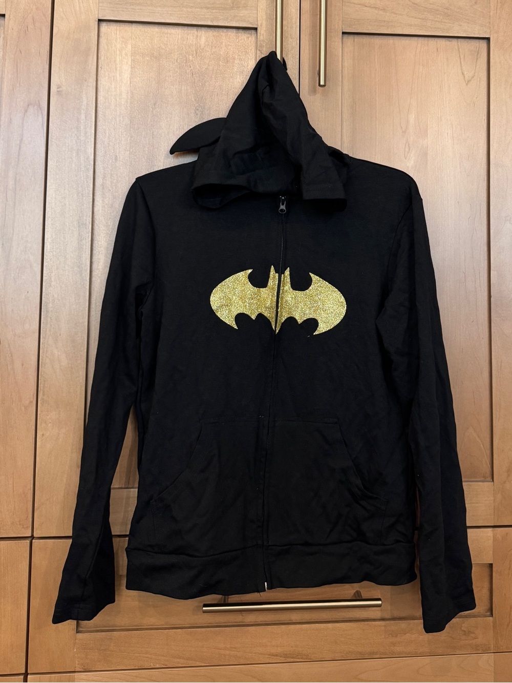 DC Comics Black Zip-Up Vest with Gold Bat Emblem
